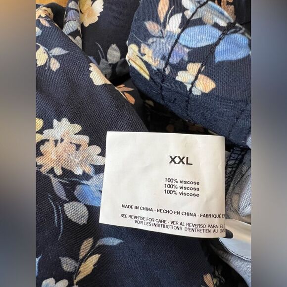 JESSICA SIMPSON Soft Pull-On Floral Pant Pockets Blue Size XXL Elastic Waist - Picture 6 of 13